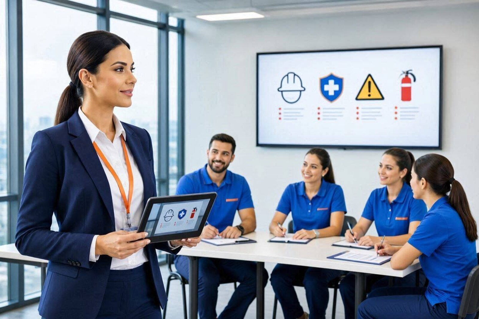 Consulente FP durante una sessione di formazione con il personale di un'azienda cliente